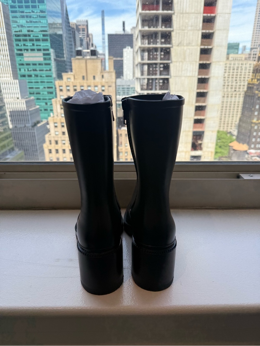 INC International Concepts Black Chunky Heel Mid-Calf Rain Boot - Picture 9 of 10